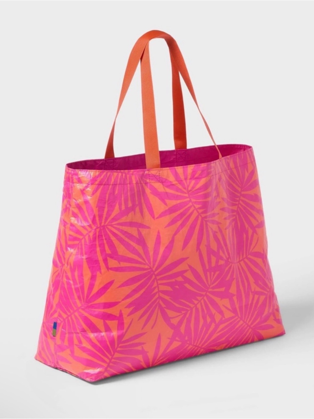 Open Story Pink & Orange Palm-Print Tote Bag